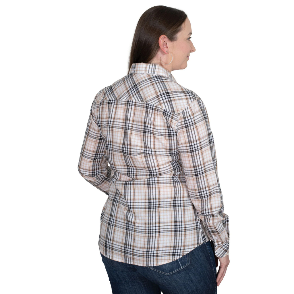Just Country Womens Abbey Full Button Shirt - Fawn Lurex Plaid