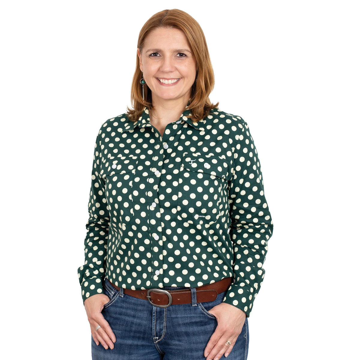 Just Country Womens Abbey Full Button Shirt - Forest Spots