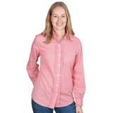 Just Country Womens Abbey Frills Full Button Shirt - Light Pink/Pink Plaid