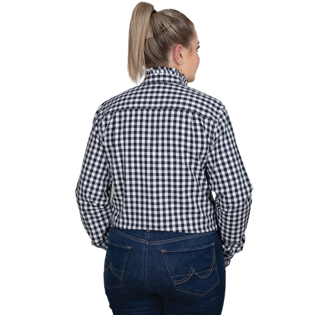 Just Country Womens Abbey Frills Full Button Shirt - Navy Check