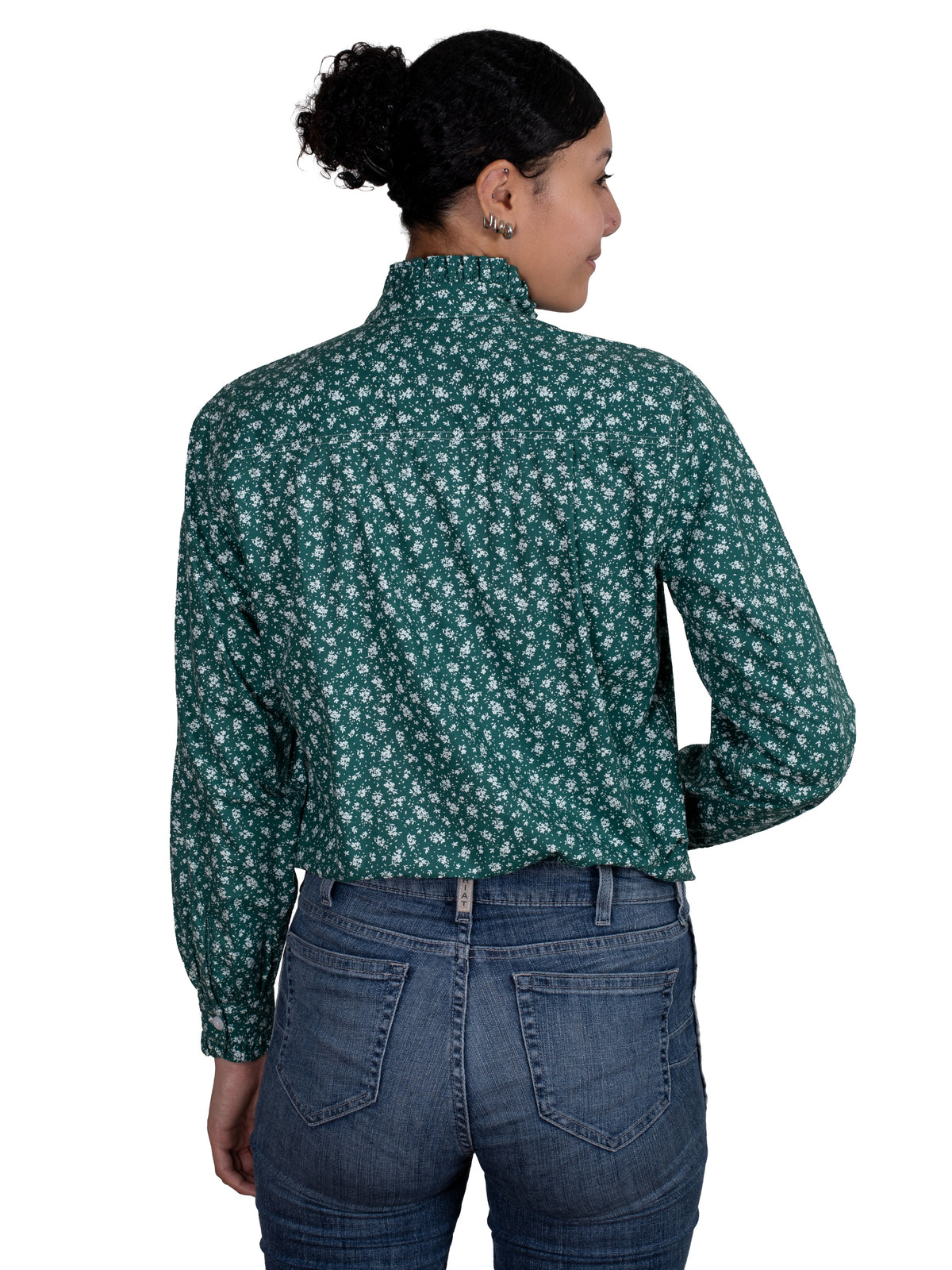 Just Country Womens Abbey Frills Full Button Shirt - Forest Green Bouquet