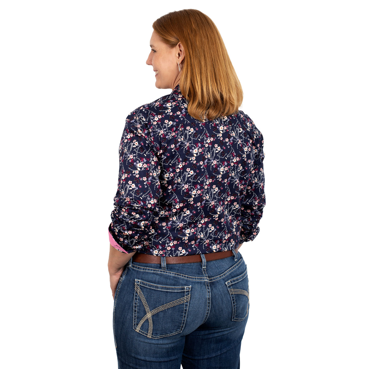 Just Country Womens Abbey Full Button Shirt - Navy Wax Flowers