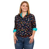 Just Country Womens Abbey Full Button Print Shirt - Navy Orchids