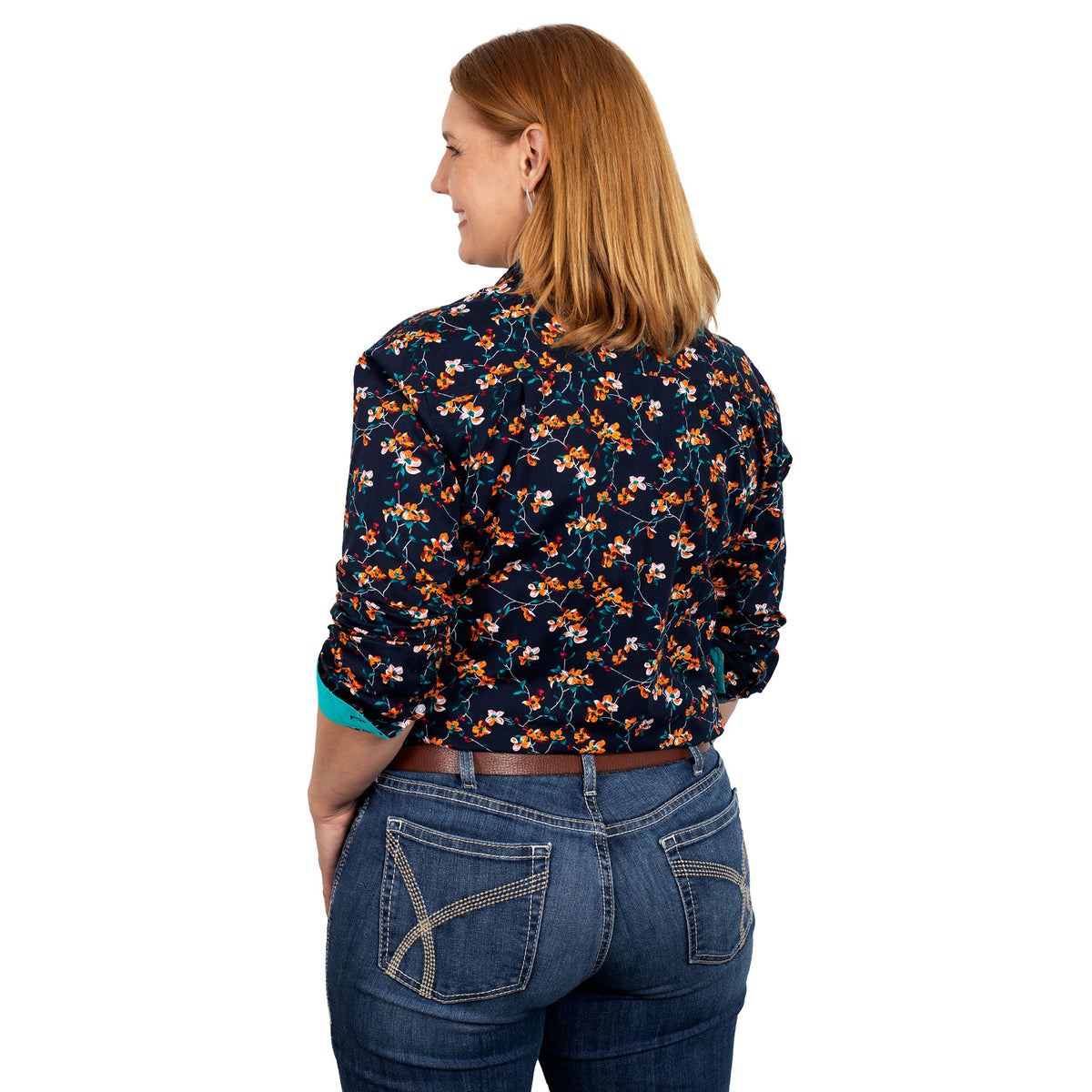 Just Country Womens Abbey Full Button Print Shirt - Navy Orchids