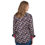 Just Country Womens Abbey Full Button Shirt - Navy Peonies/Hot Pink