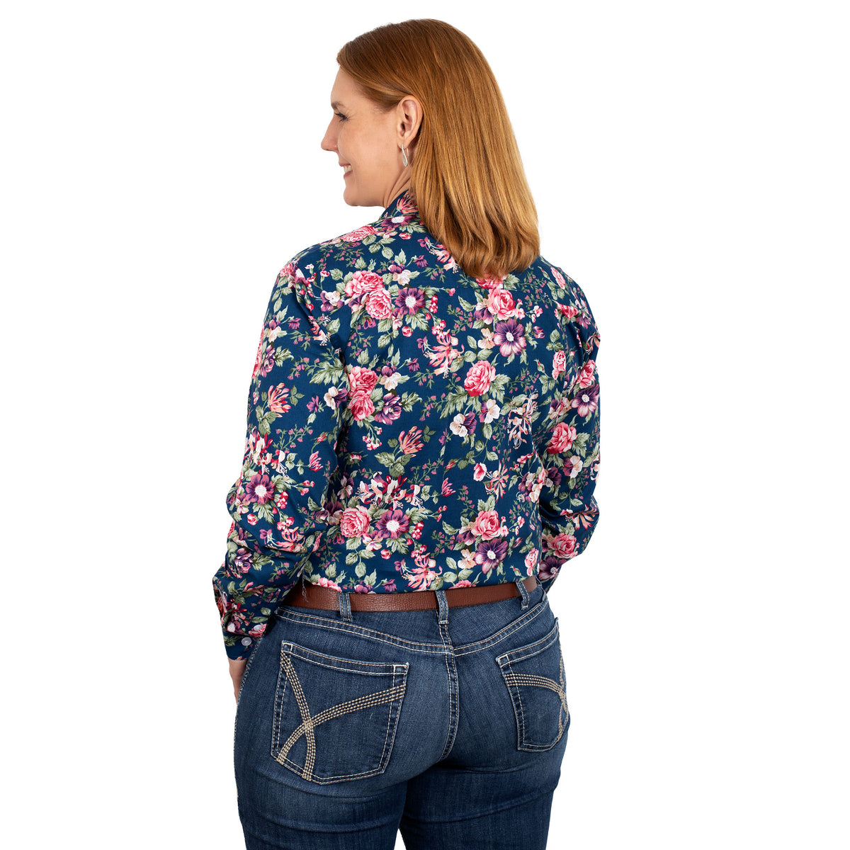 Just Country Womens Abbey Full Button Print Shirt - Navy Roses