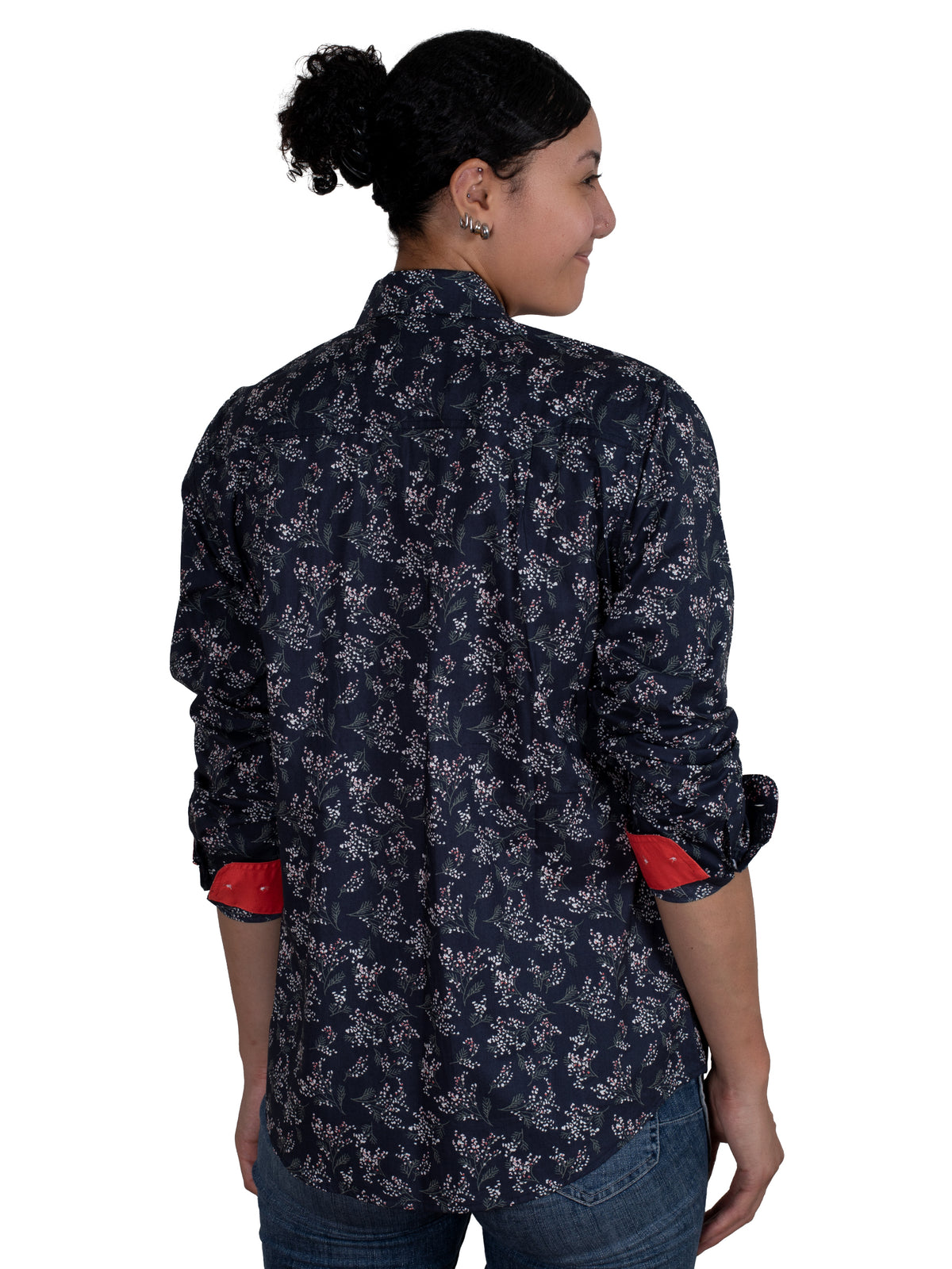 Just Country Womens Abbey Full Button Shirt - Navy Babys Breath