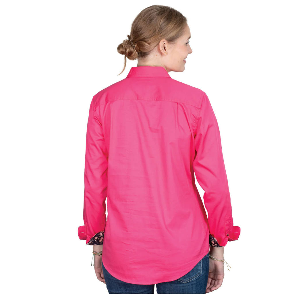 Just Country Womens Abbey Full Button Shirt - Pink/Navy Peonies