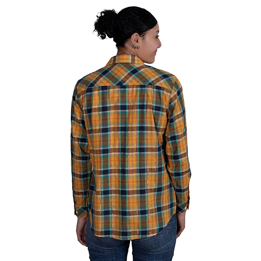 Just Country Womens Abbey Full Button Shirt - Mustard/Navy Plaid