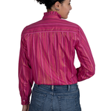 Just Country Womens Abbey Frills Full Button Shirt - Magenta Stripe