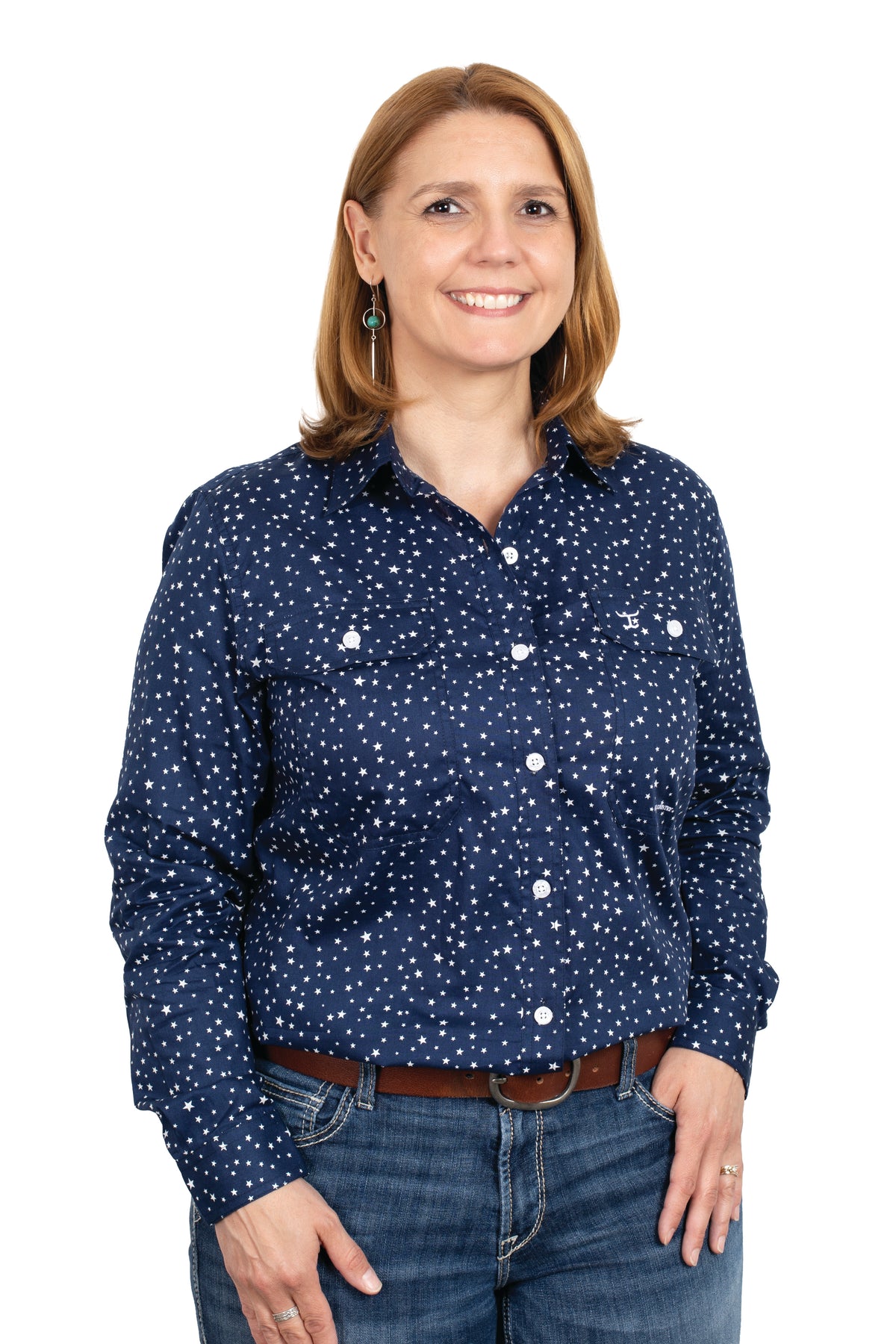 Just Country Womens Abbey Full Button Shirt - Navy Stars