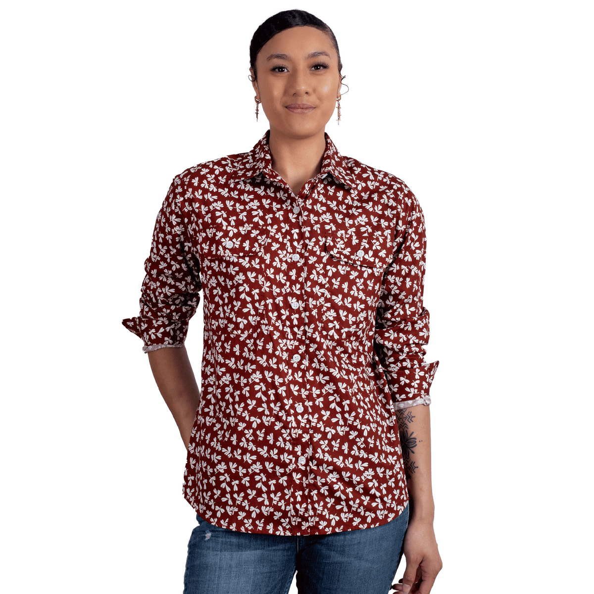 Just Country Womens Abbey Full Button Shirt - Cinnamon Leaves