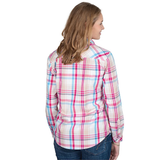 Just Country Womens Abbey Full Button Shirt - Pink/Blue/Tan Plaid