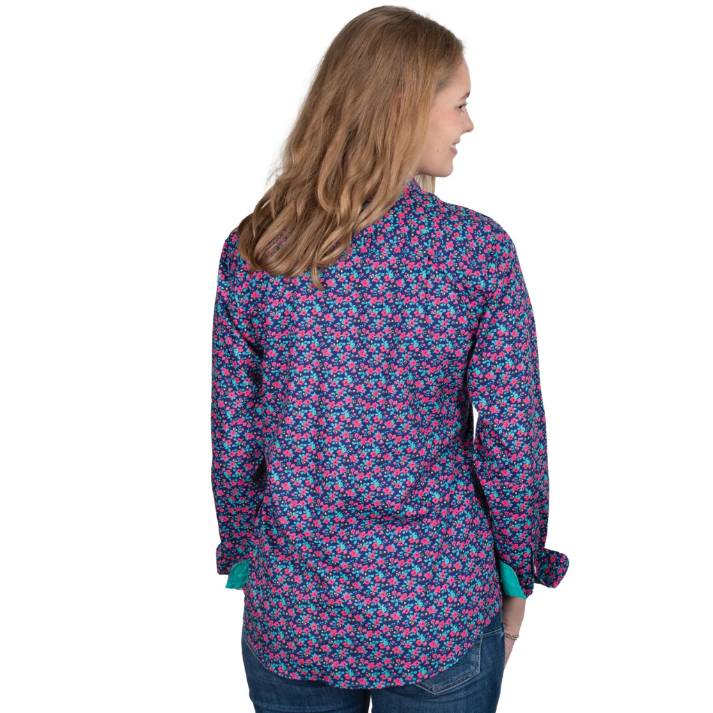 Just Country Womens Abbey Full Button Shirt - Navy Pansies/Turquoise