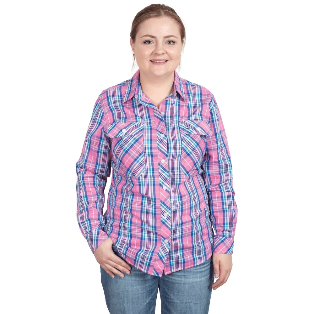 Just Country Womens Abbey Full Button Shirt - Hot Pink Plaid