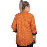 Just Country Womens Abbey Full Button Shirt - Pumpkin Spice Dots/Navy Dots