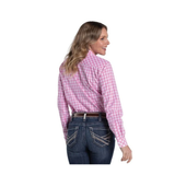 Just Country Womens Abbey Trim Shirt - Pink Lemonade/White Check