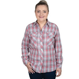 Just Country Abbey Full Button Print Shirt - Cherry Blosson/Slate Check