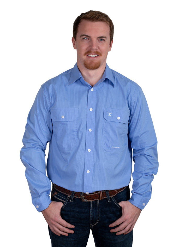 Just Country Mens Austin Full Button Shirt - Cornflower Check