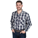 Just Country Austin Full Button Print Shirt - Navy/Red Plaid