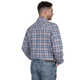 Just Country Mens Austin Full Button Shirt - Blue/Navy/Orange Plaid