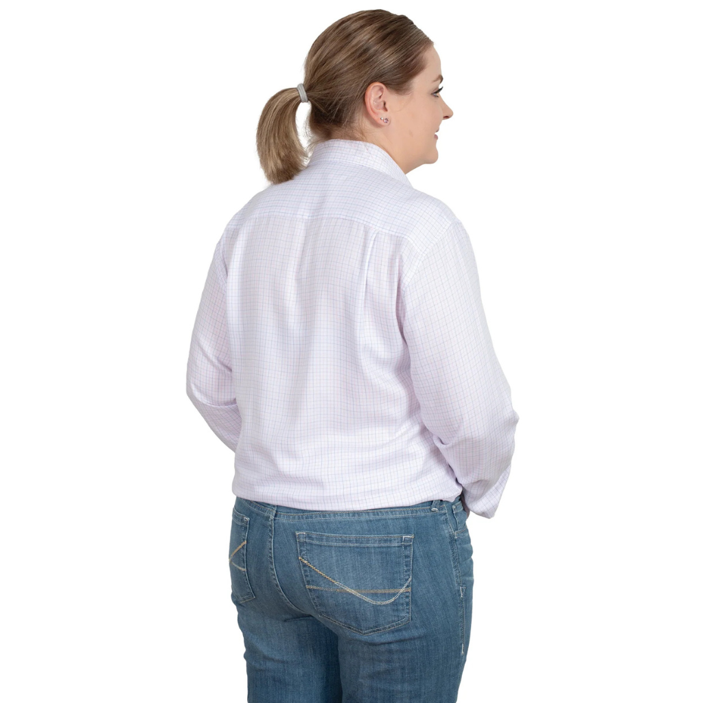 Just Country Womens Brooke Bamboo Blend Shirt - White/Blue/Pink Check