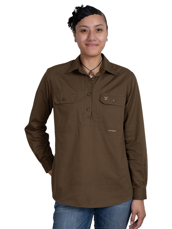 Just Country Womens Jahna Workshirt - Bark