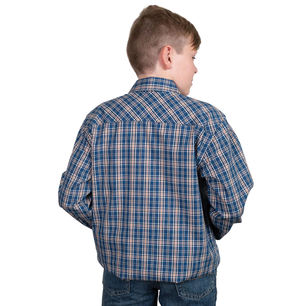 Just Country Boys Brayden Half Button shirt - Cobalt/Rust Plaid
