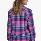 Just Country Brooke Flannel Shirt - Hot Pink/Navy/Sky Blue