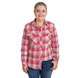 Just Country Womens Brooke Flannel Shirt - Pink Chocolate/Stone