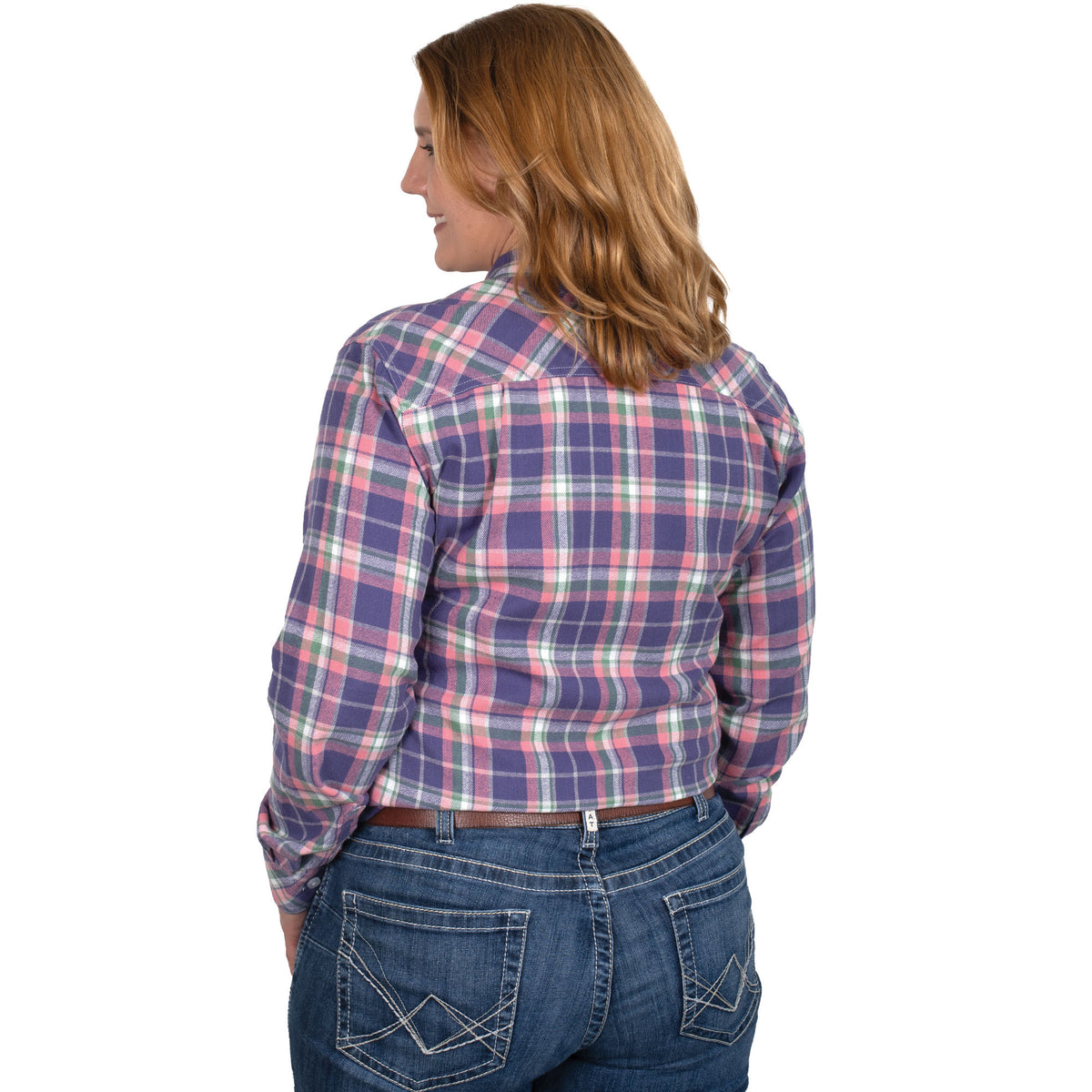 Just Country Womens Brooke Flannel - Plaid Indigo/Pink