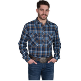 Just Country Mens Cameron Flannel Shirt - Blue/Navy/Tan