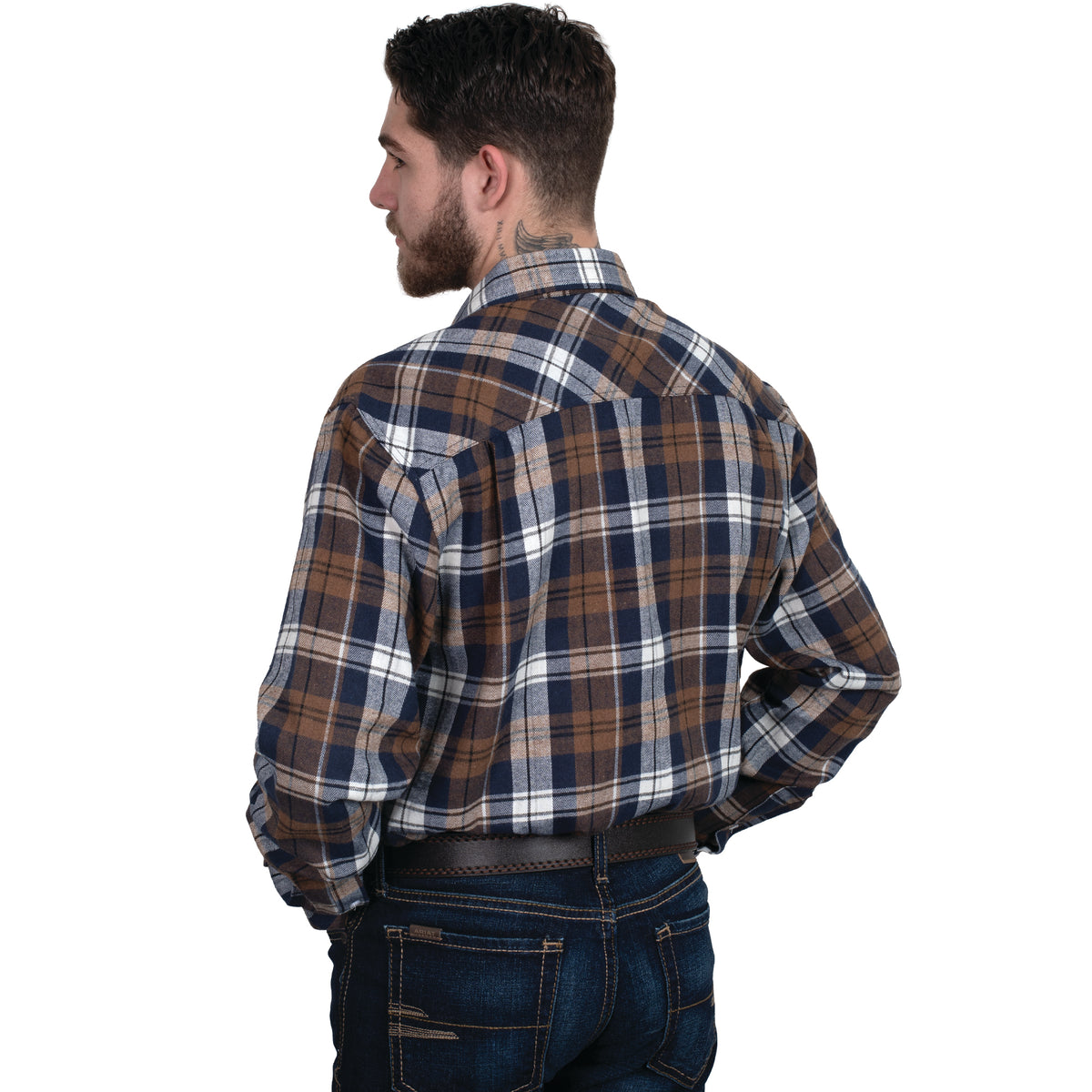 Just Country Mens Cameron Flannel Shirt - Brown/Navy