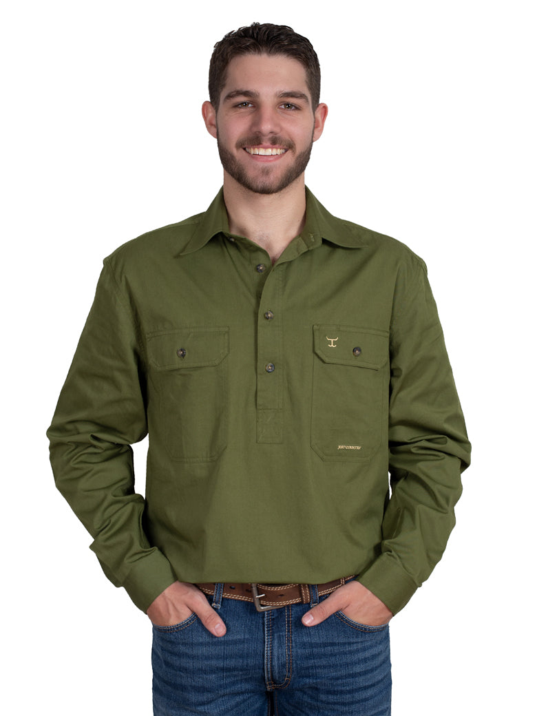 Just Country Mens Cameron Workshirt - Olive