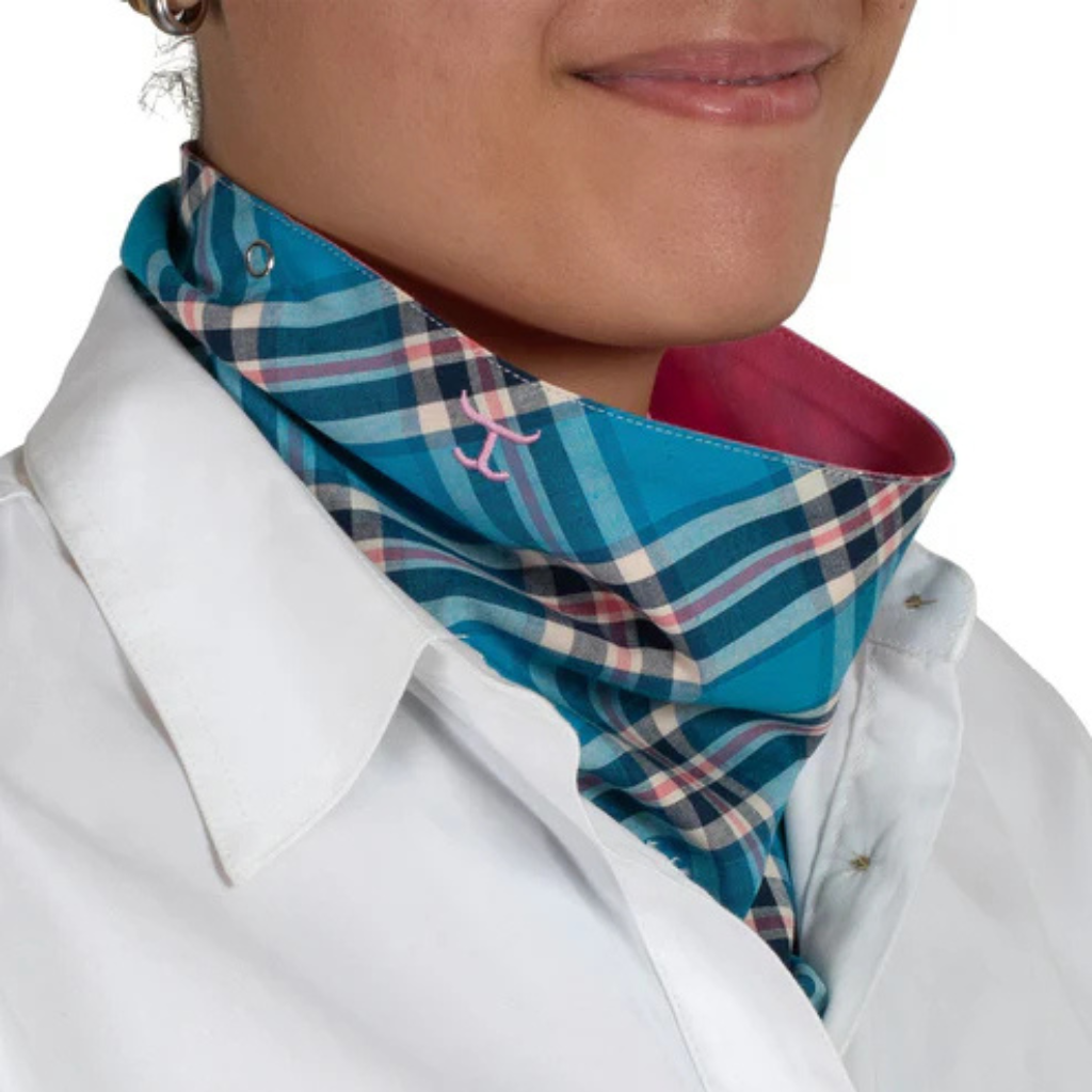 Just Country Womens Carlee Double Sided Scarf - Blue Jewel Plaid/Rose