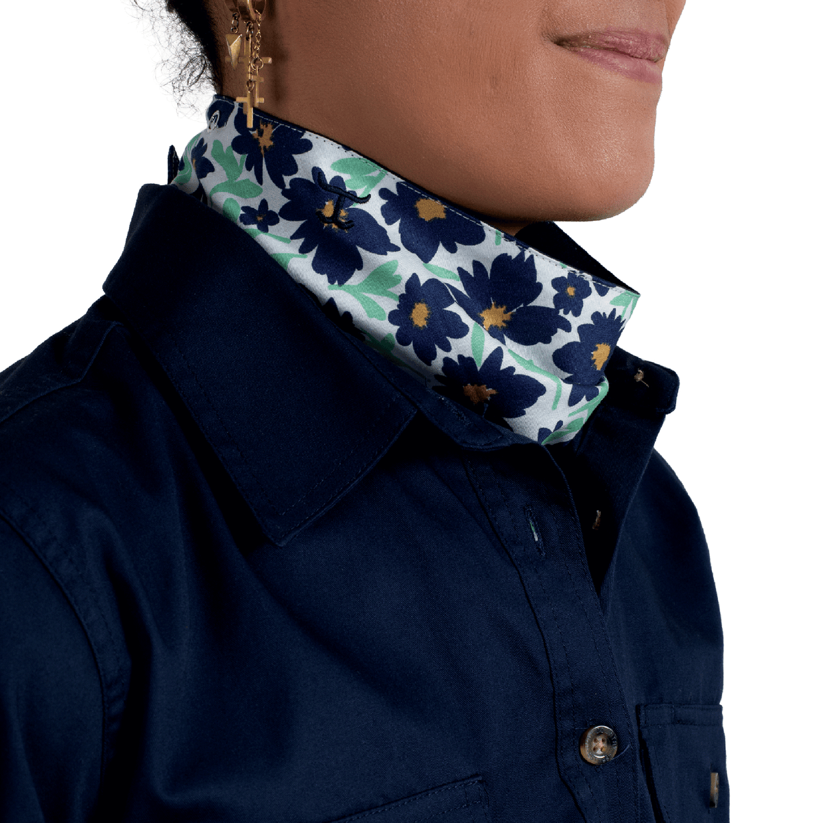 Just Country Womens Carlee Double Sided Scarf - Navy/White Cosmos