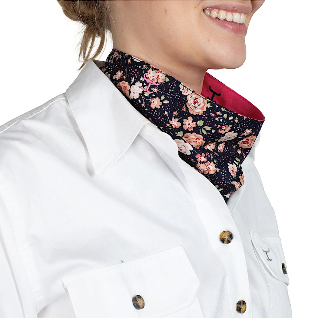 Just Country Carlee Double Sided Scarf - Navy Peonies/Hot Pink