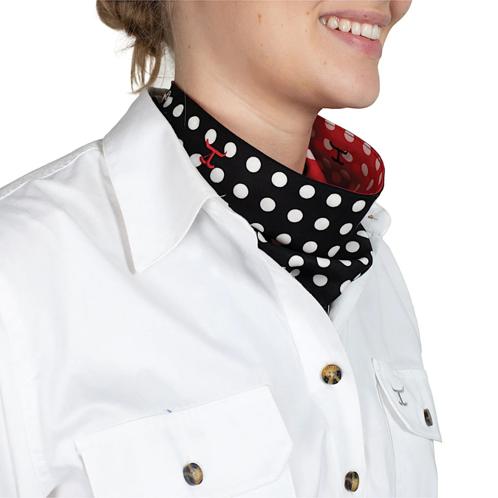 Just Country Carlee Double Sided Scarf - Black/Red Polka Dots