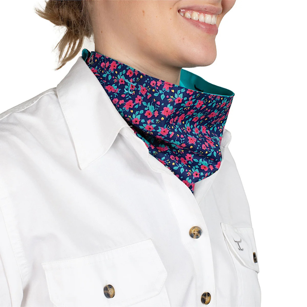Just Country Carlee Double Sided Scarf - Navy/Pansies/Turquoise