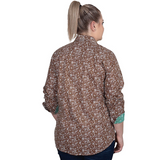 Just Country Abbey Full Button Print Shirt - Hot Chocolate/Mint Vintage Floral
