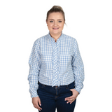 Just Country Womens Abbey Frills Full Button Shirt - Cornflower Blue Check