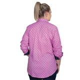 Just Country Womens Abbey Full Button Shirt - Radiant Orchid Dots/Navy Dots