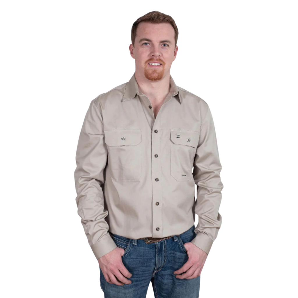 Just Country Mens Evan Full Button Workshirt - Stone