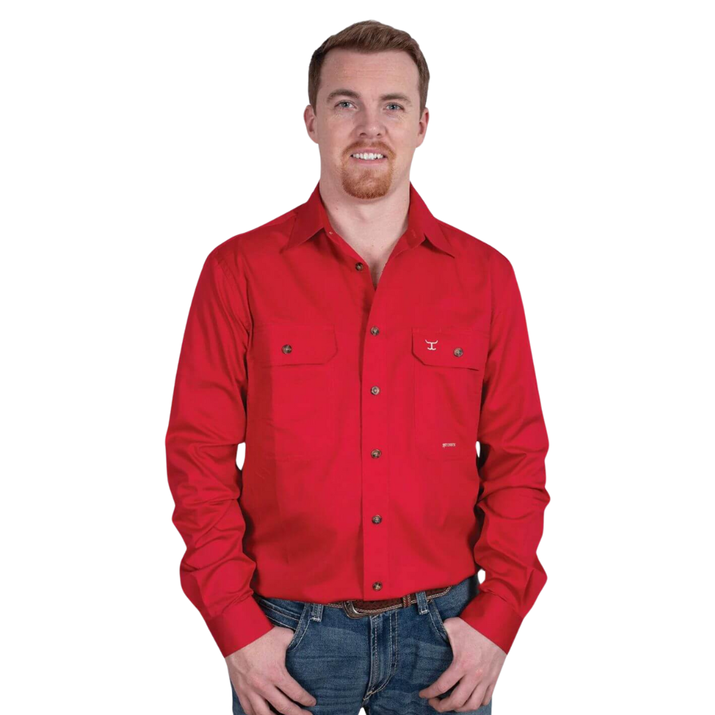 Just Country Mens Evan Full Button Workshirt - Chilli