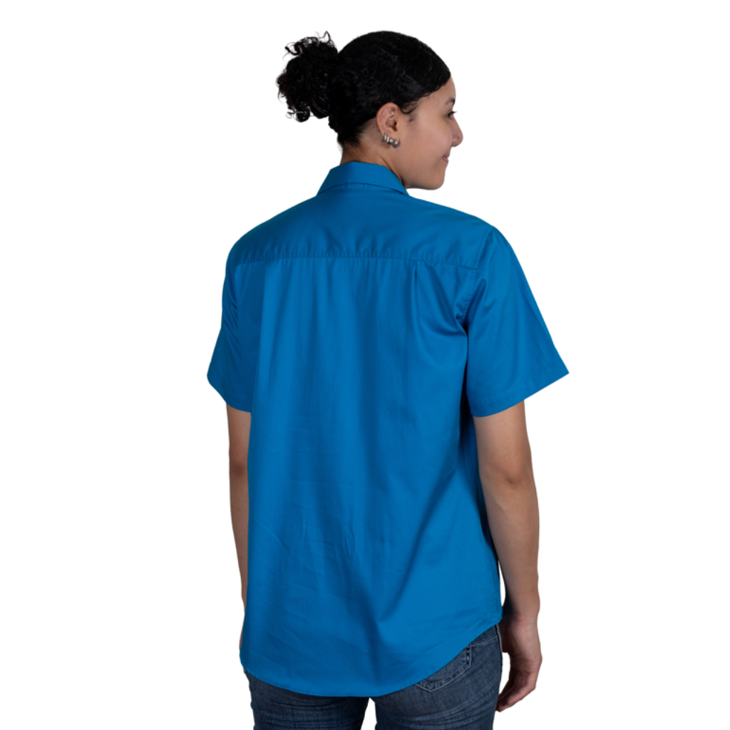 Just Country Womens Evi Short Sleeve Half Button Workshirt - Blue Jewel