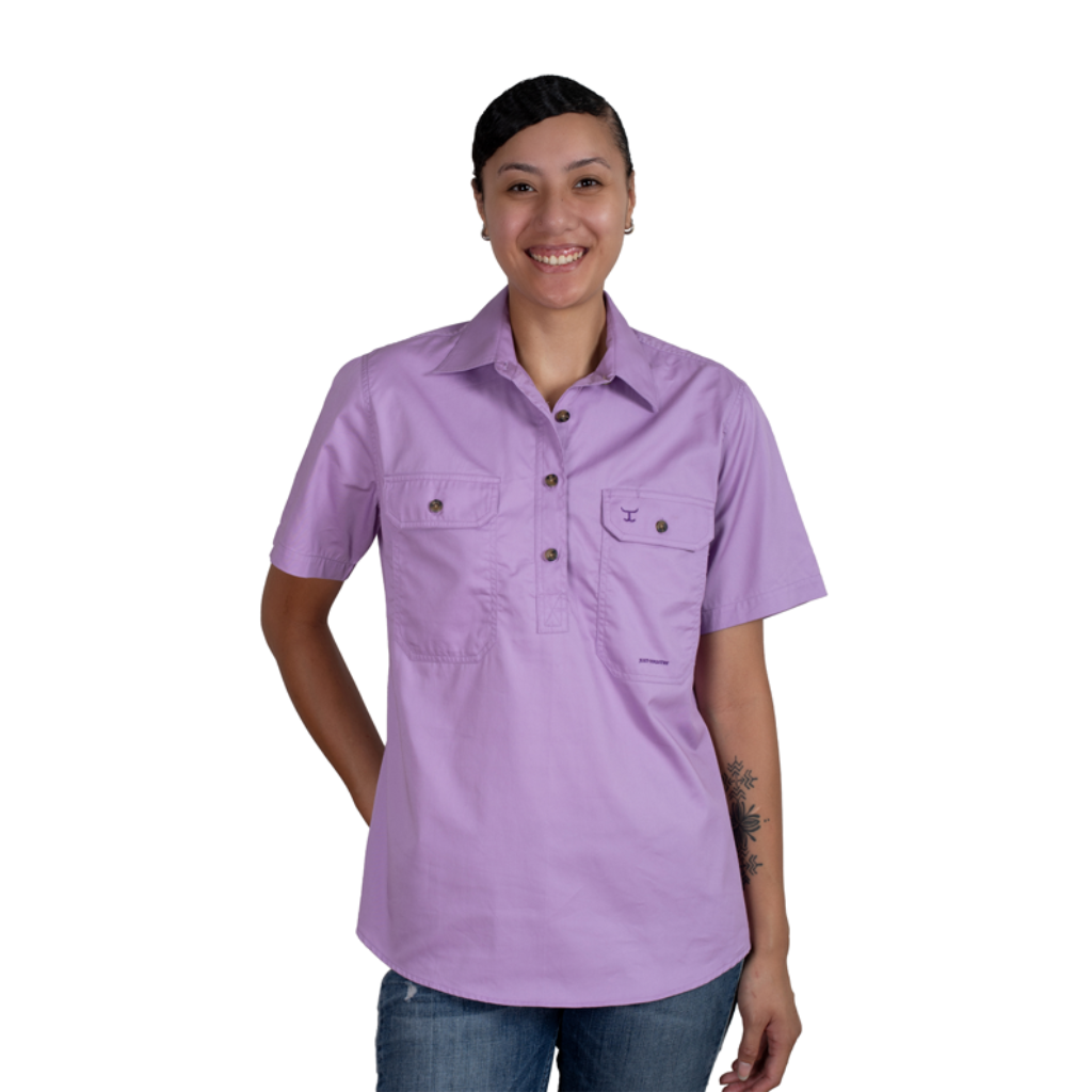 Just Country Womens Evi Short Sleeve Half Button Workshirt - Orchid