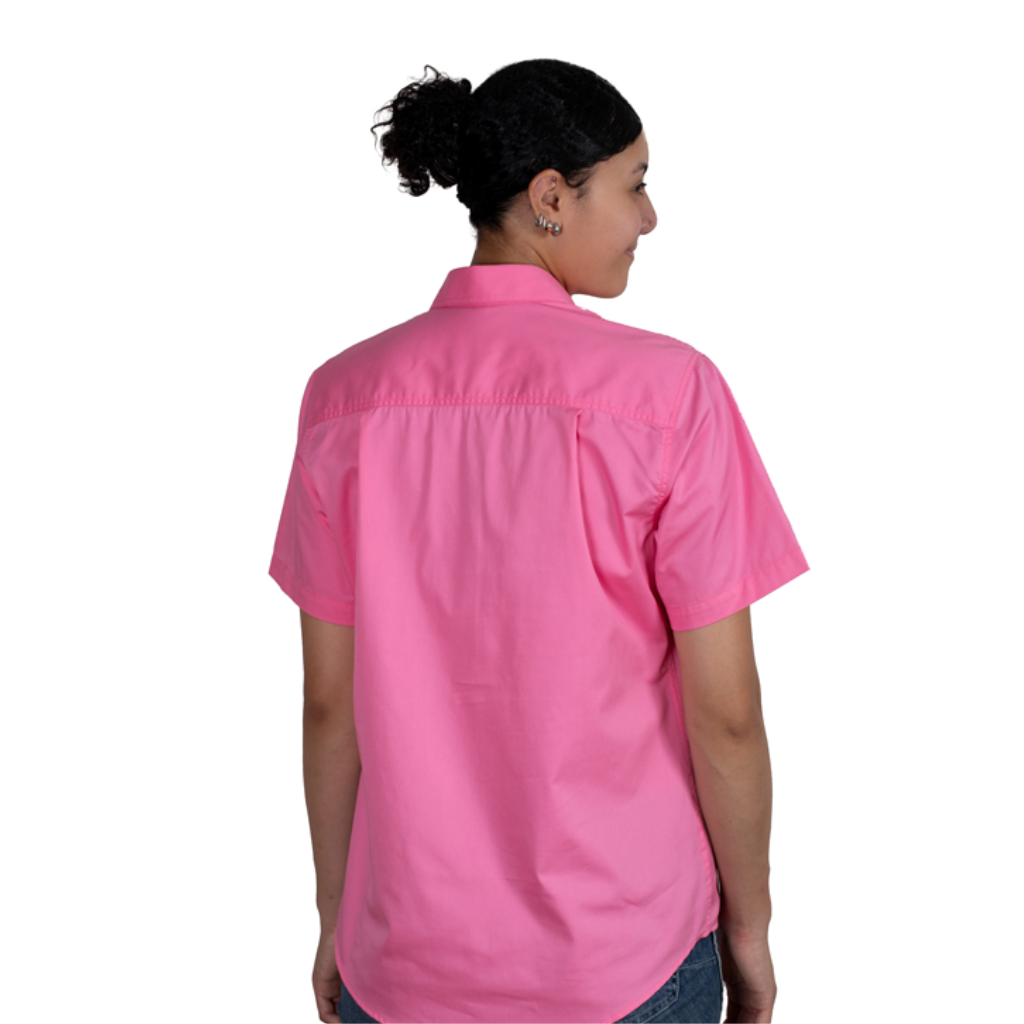 Just Country Womens Evi Short Sleeve Half Button Workshirt - Rose