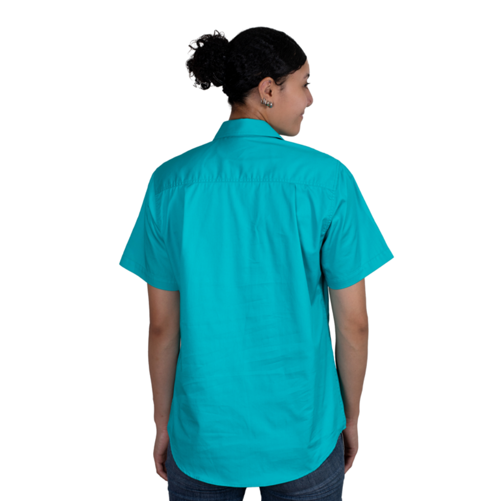 Just Country Womens Evi Short Sleeve Half Button Workshirt - Turquoise