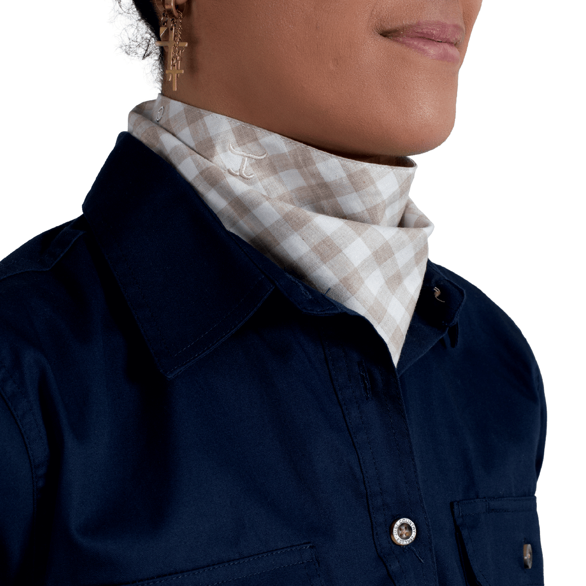 Just Country Womens Carlee Double Sided Scarf - Fawn Check/Grey Check