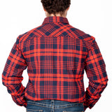 JC Mens Evan Workshirt Flannel Navy/Red
